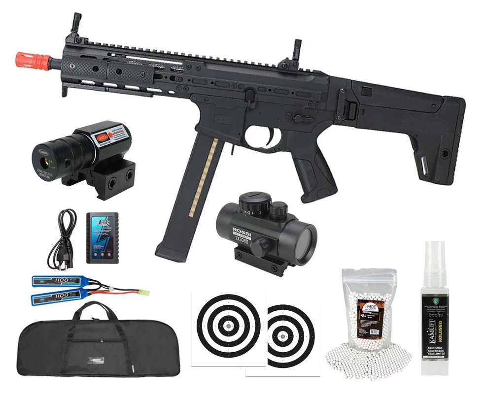 Rifle de Airsoft AEG M917G Orion HK M-LOK 6mm D.E. Armory + Bateria + Carregador + BBS + Capa + Red Dot + Alvos + Laser + Kamuff