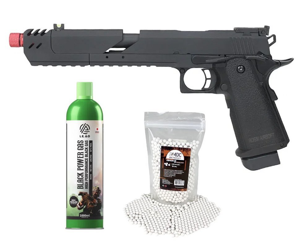 Pistola de Airsoft Gás GBB 1911 Hi-Capa Speed 6mm - Rossi + GBB + BBS