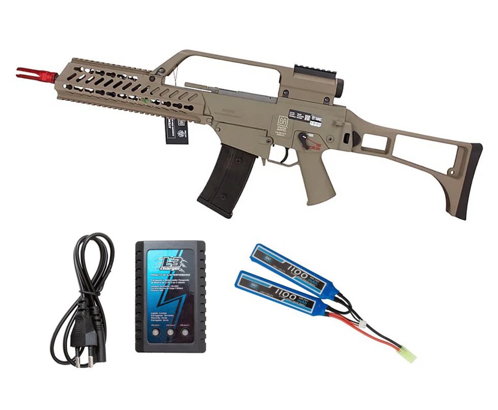 Rifle de Airsoft AEG G36 KEYMOD SA-G10 Tan Series EDGE - Specna Arms + Bateria + Carregador