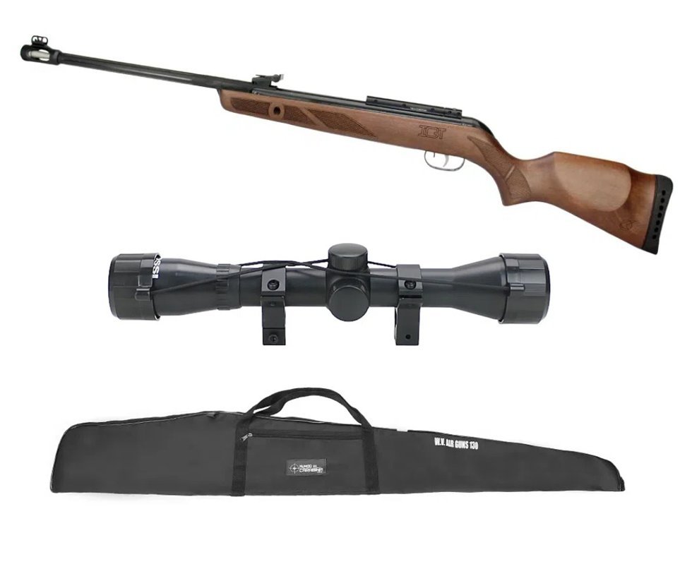 Carabina De Pressão Gamo News Hunter 440-as Igt Madeira Cal 5,5 + Luneta 4x32 + Capa