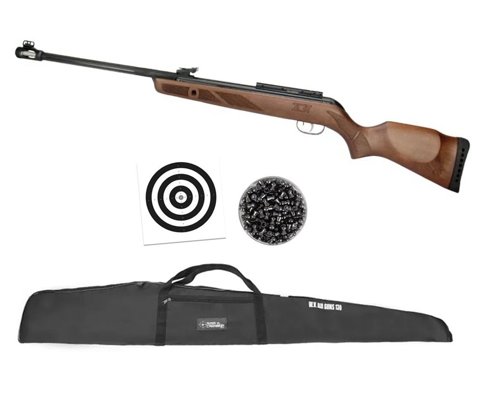 Carabina De Pressão Gamo News Hunter 440-as Igt Madeira Cal 5,5 + Capa + Chumbo + Alvos