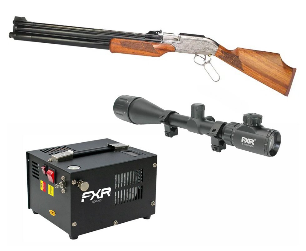 Rifle Sumatra 500 Under Lever Action - 5.5 + Luneta 6-24x50 + Compressor Portátil Trivolt Compact