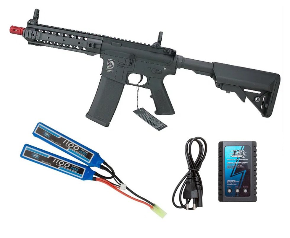 Rifle de Airsoft AEG M4 SA-F01 Flex CQB Keymod Black - Specna Arms + Bateria + Carregador