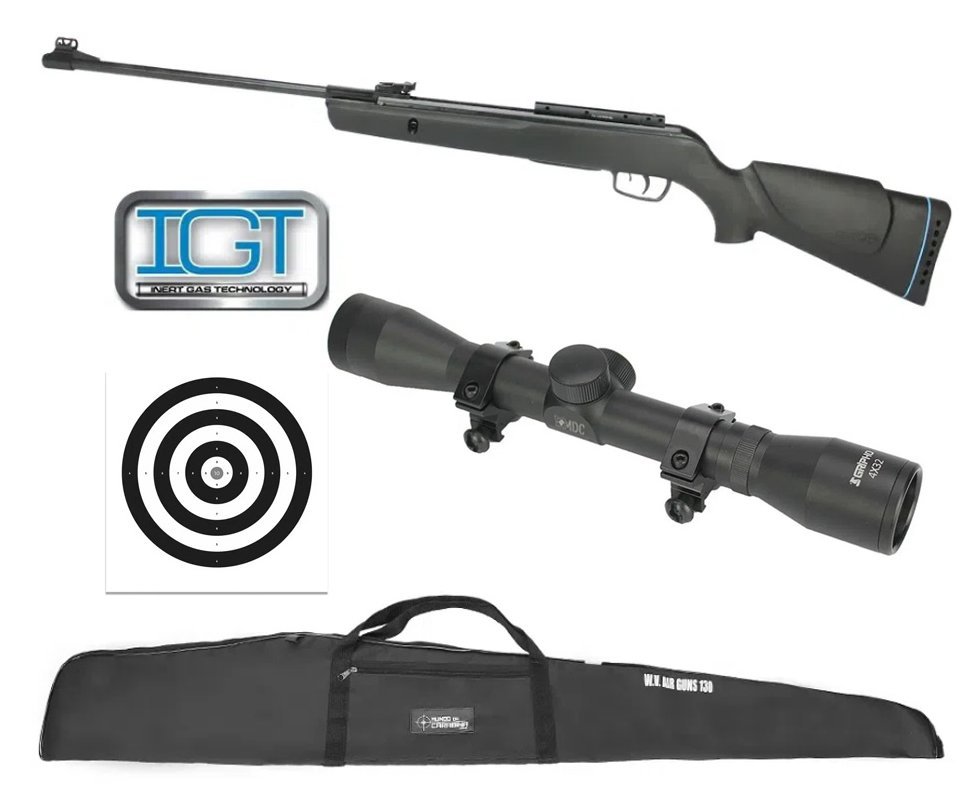 Carabina De Pressão Gamo News Big Cat 1000 4,5mm Igt High Power Gás Ram 60kg + Capa + Luneta 4x32 + Alvos