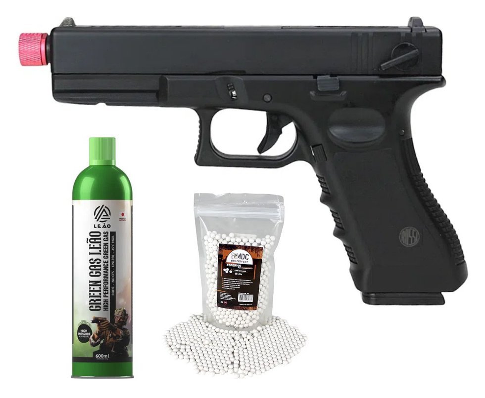 Pistola de Airsoft GK V18 G18 Green Gas Blowback 6,0mm - Rossi + GBB + BBS