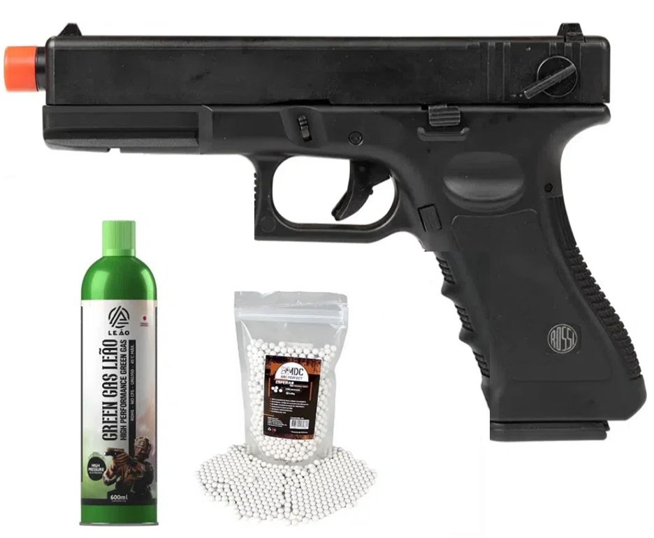 Pistola de Airsoft GK V18 G18 Green Gas Blowback 6,0mm - Rossi + GBB + BBS