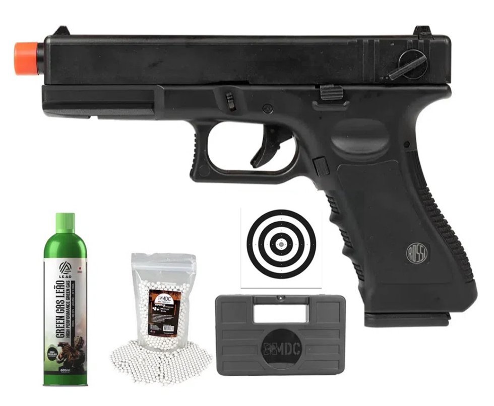Pistola de Airsoft GK V18 G18 Green Gas Blowback 6,0mm - Rossi + GBB + BBS + Case + Alvos