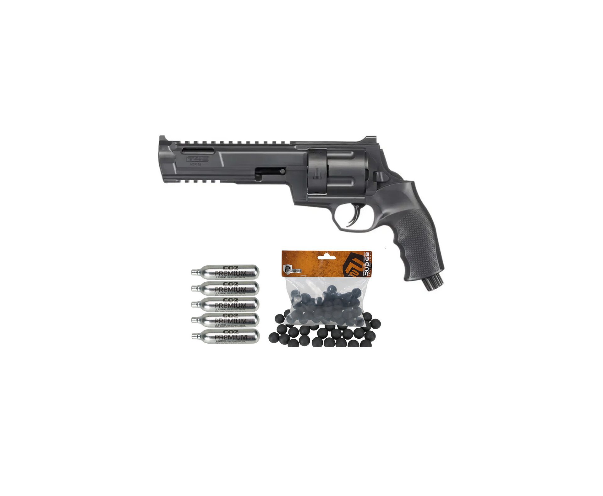 Revólver de Pressão CO2 HDR T4E TR 68 .68 GEN2 LTL Home Defense - Umarex + Co2 + Esferas de Borracha