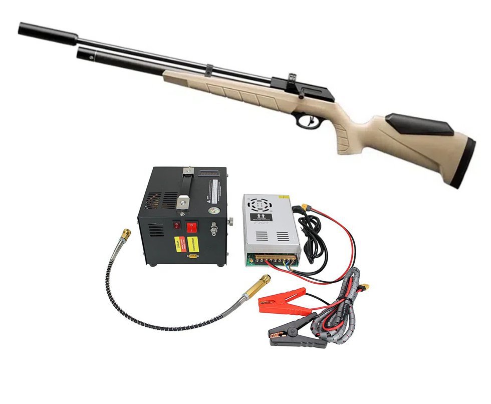 Carabina de Pressão PCP PR900T G3 TAN 5.5mm Artemis - FXR + Compressor Ar Compacto trivolt