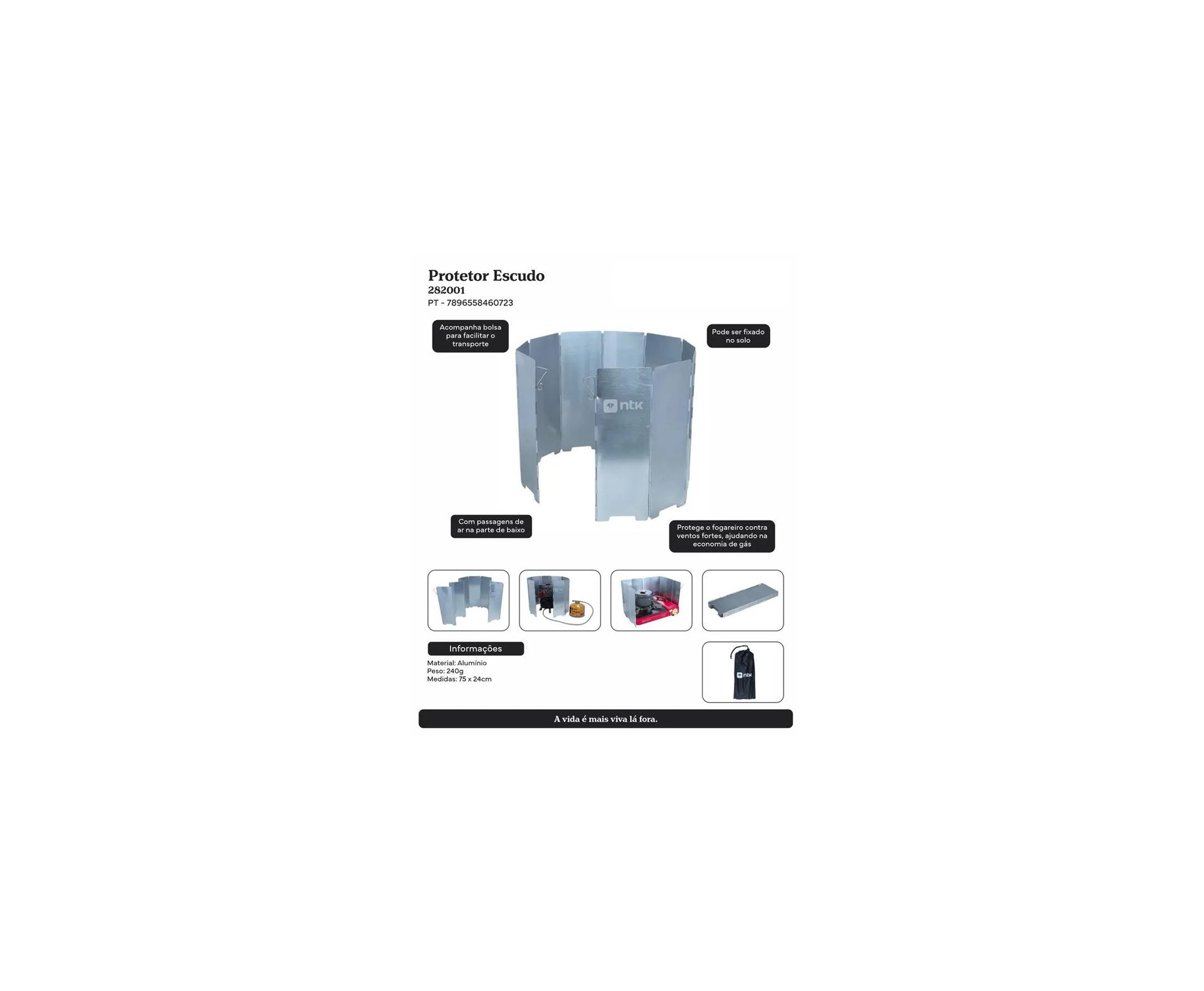 Escudo para Fogareiro Prata da NTK