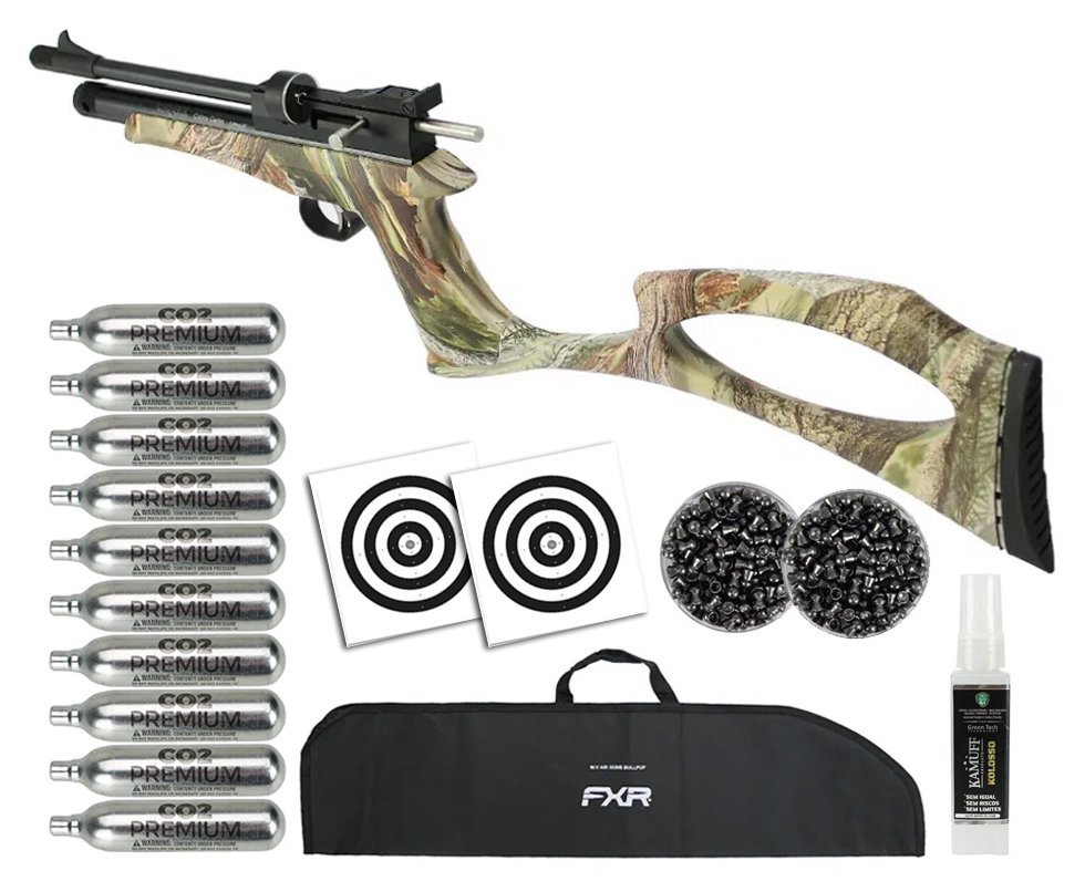 Carabina De Pressão CO2 CP2 Cobra Hibrida Camo 5,5 Artemis FXR + Chumbo + Co2 + Capa + Alvos + Kamuff