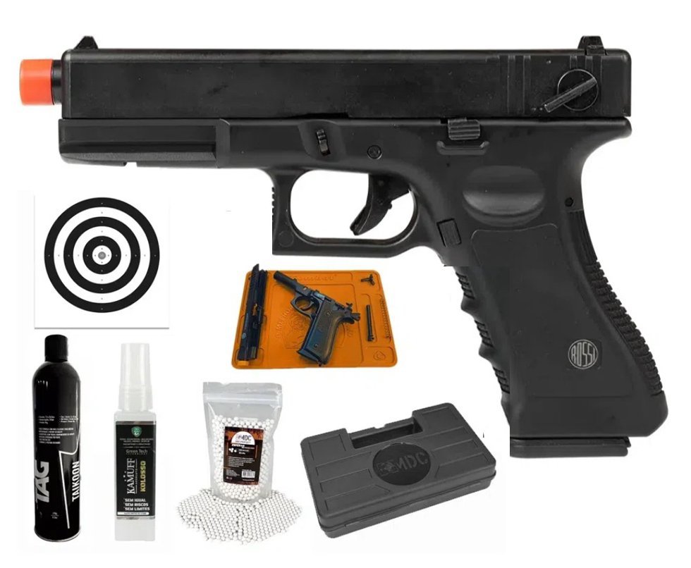 Pistola de Airsoft GK V18 G18 Green Gas Blowback 6,0mm - Rossi + GBB + BBS + Case + Alvos + Tapete + Kamuff