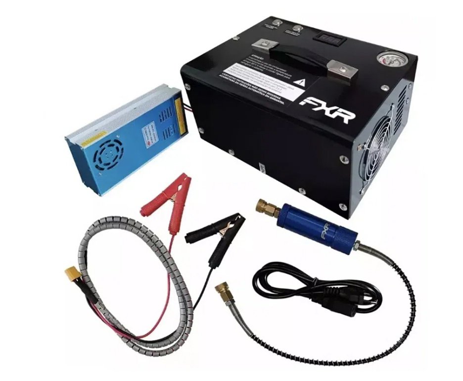 Carabina De Pressão Pcp Rossi R8 G3 Black STD 5,5mm 8 Tiros 377 M/S + Compressor KMD + Alvos