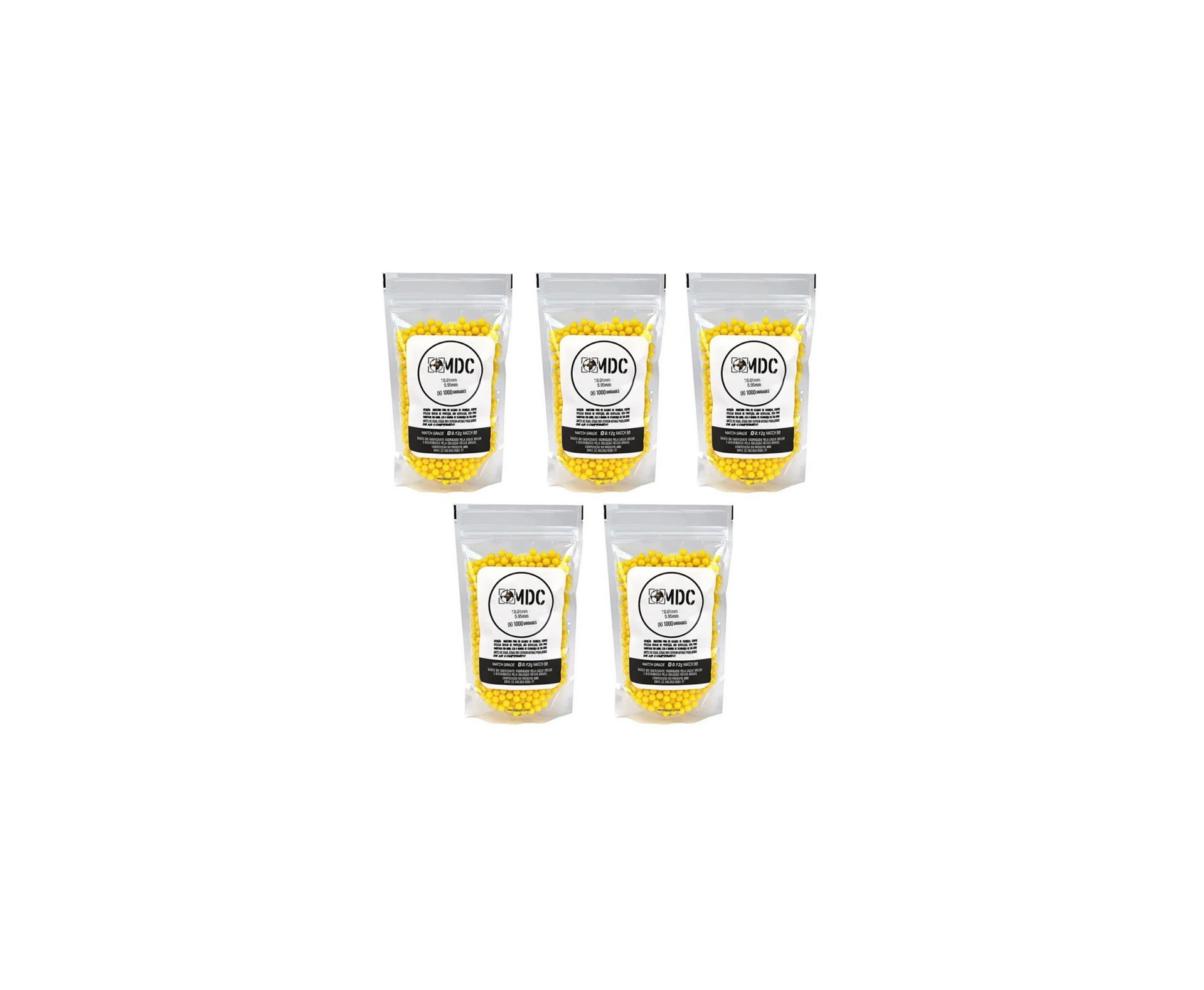 5 pacotes de Esfera BBS Airsoft BBs 0,12g 1000 unds