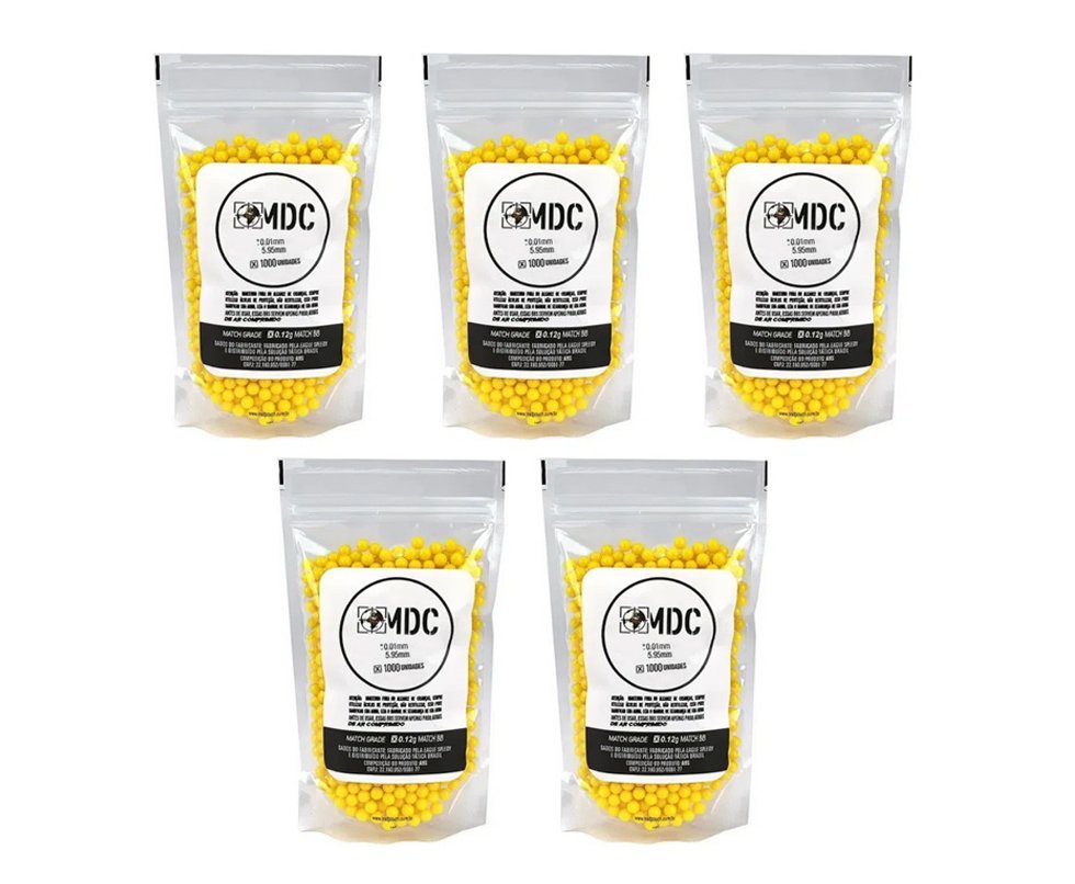 5 pacotes de Esfera BBS Airsoft BBs 0,12g 1000 unds