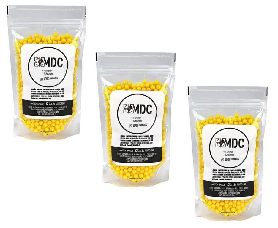 3 pacotes de Esfera BBS Airsoft BBs 0,12g - 3000 unds