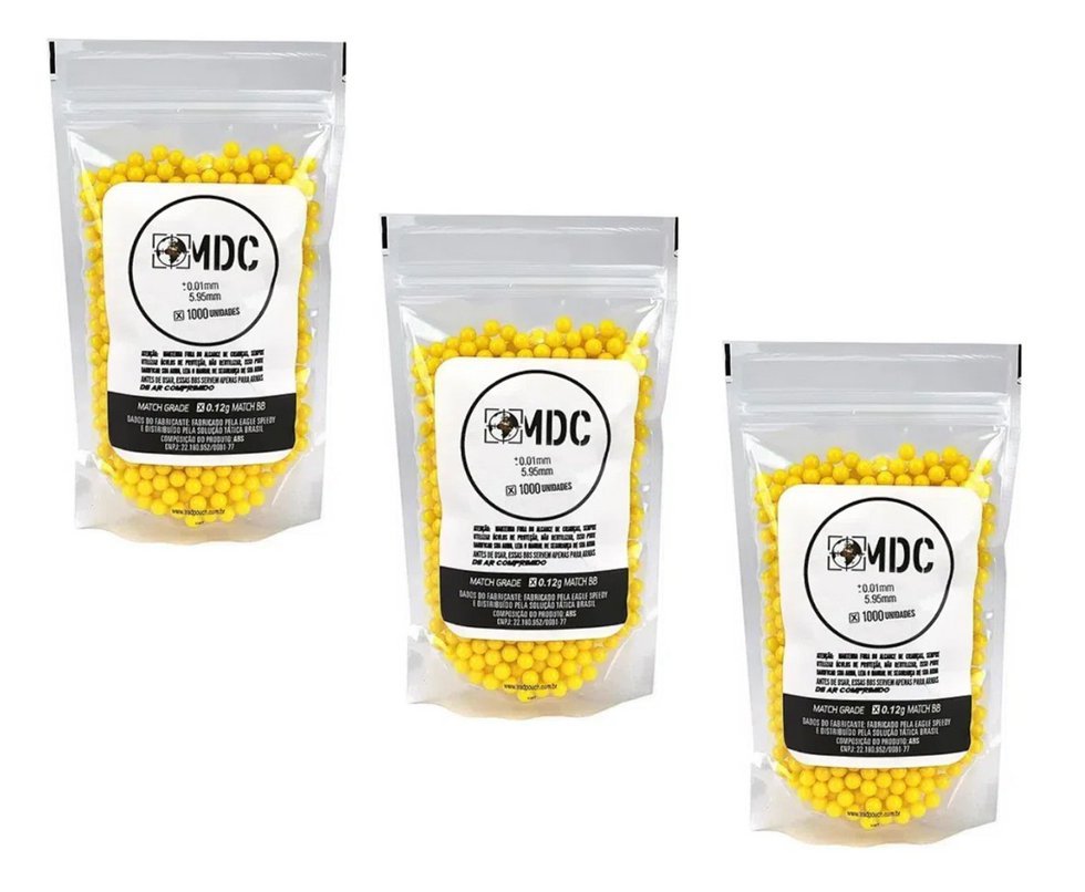 3 pacotes de Esfera BBS Airsoft BBs 0,12g - 3000 unds