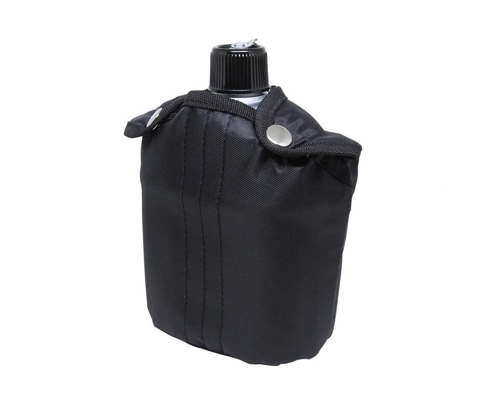 Cantil hidratação Nautika Xepa 0.9 ml em alumínio com caneca e capa isolante- Preto