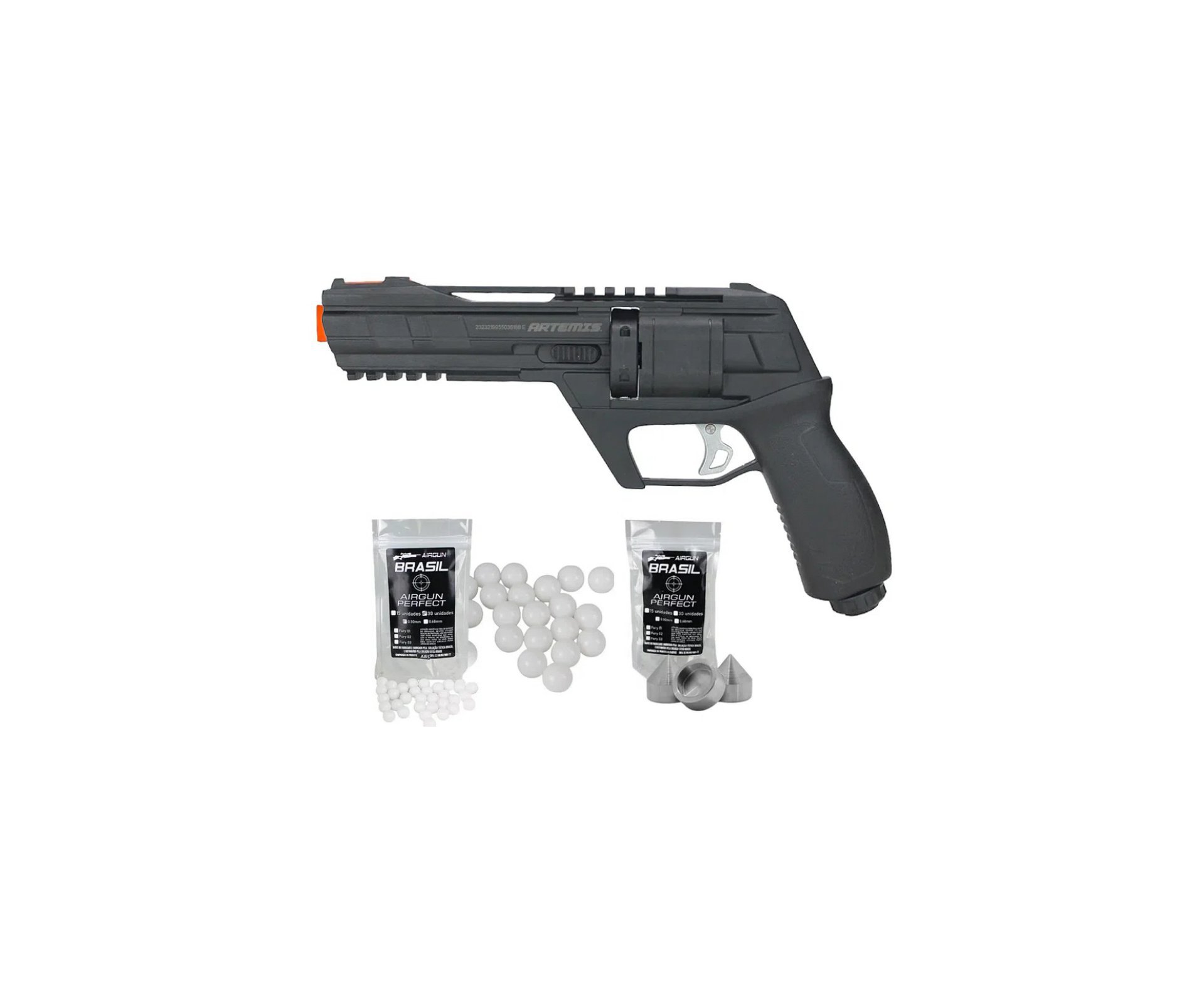 Revólver de Pressão HDR CO2 CP300 Defender .50 - Artemis + Esfera Munição BBS HDP/HDR Paintball + Munição First Strike Aluminio