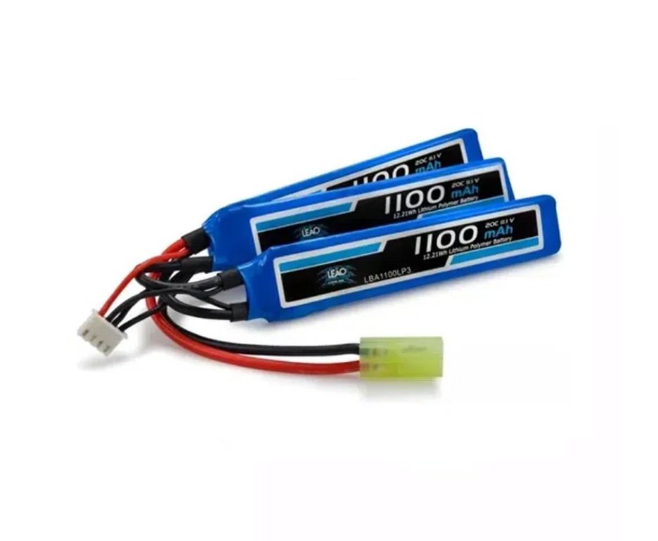 Bateria Para Airsoft Lipo 11.1v/3s - 1100mah (3 Pack) - 20c/40c + Carregador Lipo