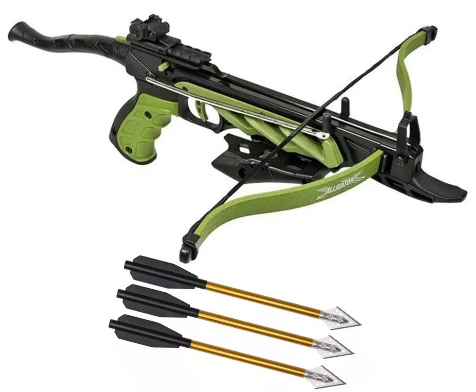 Balestra Besta MK-TCS1-G Alligator 80 Libras Verde - Man kung + Seta de Caça
