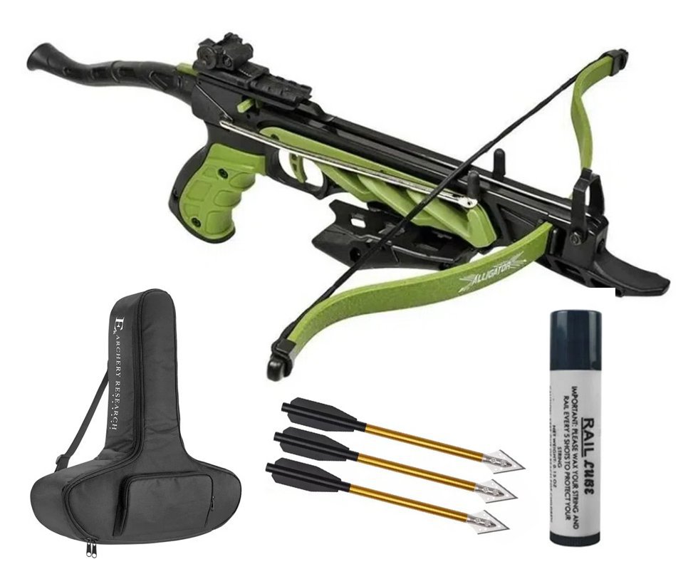 Balestra Besta MK-TCS1-G Alligator 80 Libras Verde - Man kung + Seta de Caça + Bolsa/Case + Cera