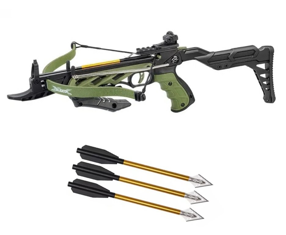 Besta balestra Recurvo Pistola Alligator TCS2- G 80 Lbs - Man Kung + Seta de Caça