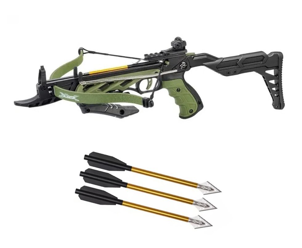 Besta balestra Recurvo Pistola Alligator TCS2- G 80 Lbs - Man Kung + Seta de Caça