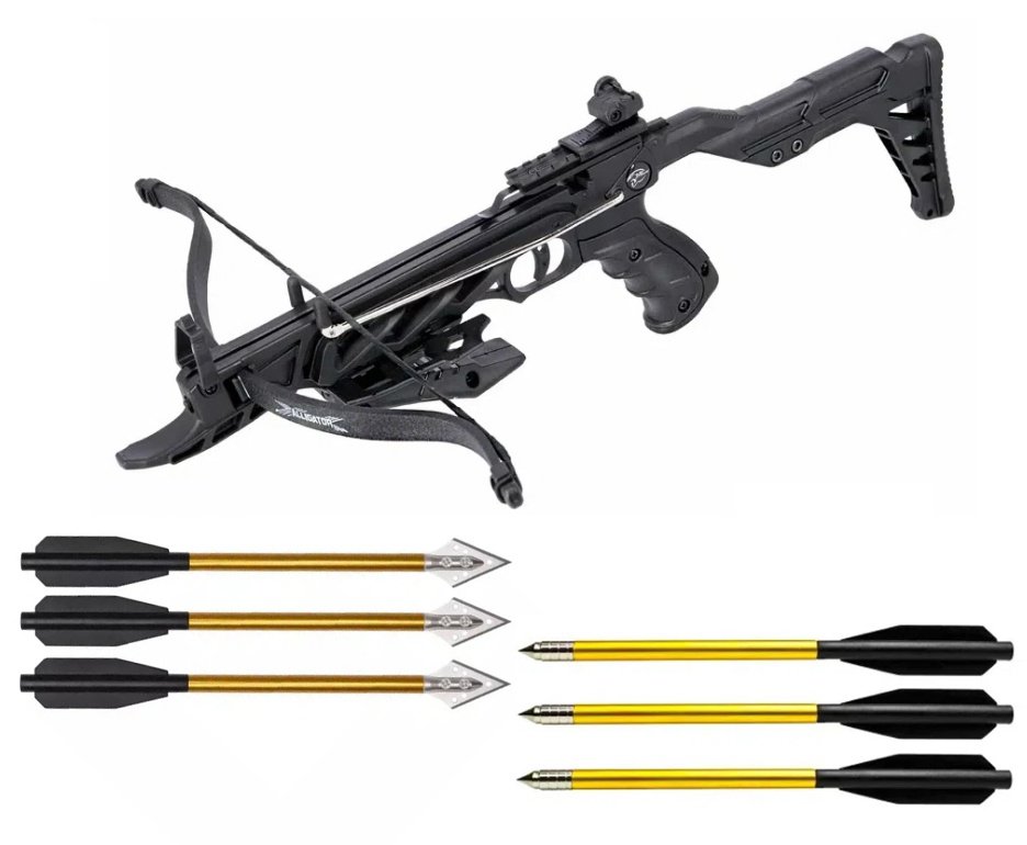 Besta/Balestra Recurva MK-TCS2-BK Alligator 80 Libras Black - Mankung + Seta de Caça