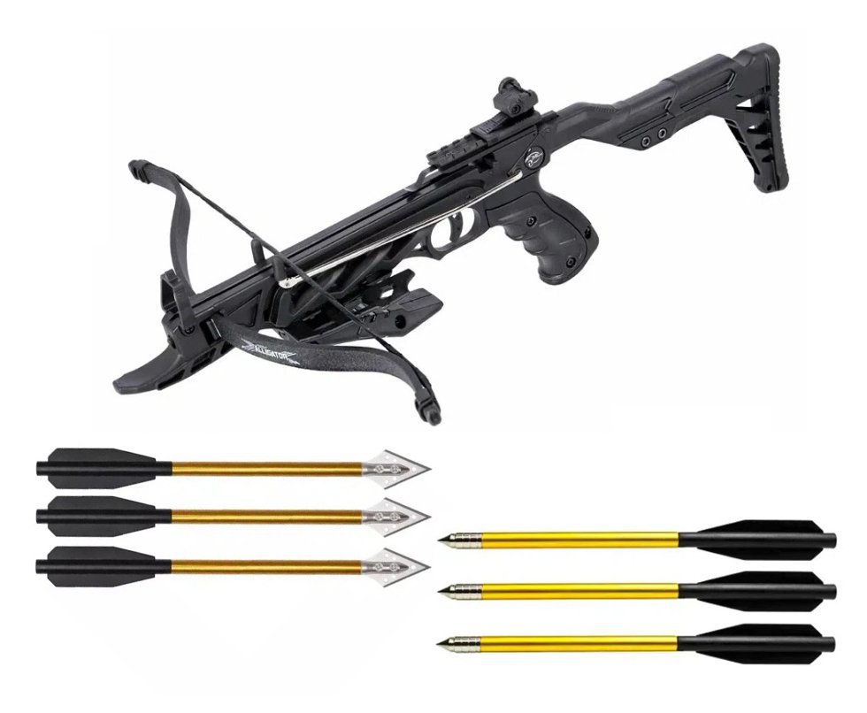 Besta/Balestra Recurva MK-TCS2-BK Alligator 80 Libras Black - Mankung + Seta de Caça