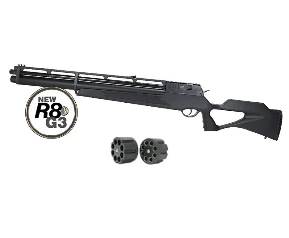 Carabina De Pressão Pcp Rossi R8 G3 Black STD 5,5mm 8 Tiros 377 M/S + Case DELUXE