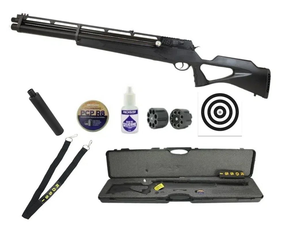 Carabina de Pressão PCP Rossi R8 VR G4 Black 5,5mm + Case DELUXE