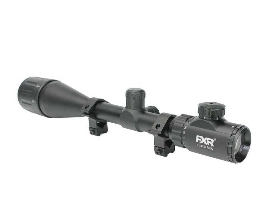 Carabina de Pressão PCP Airacuda 6.35mm Big Bore JTS FXR + Luneta 6-24x50 + Bomba