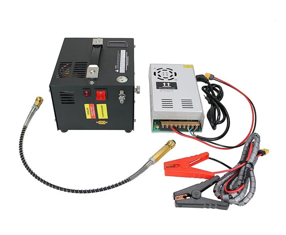 Carabina de Pressão PCP Airacuda 6.35mm Big Bore JTS FXR + Compressor Portátil Trivolt FXR