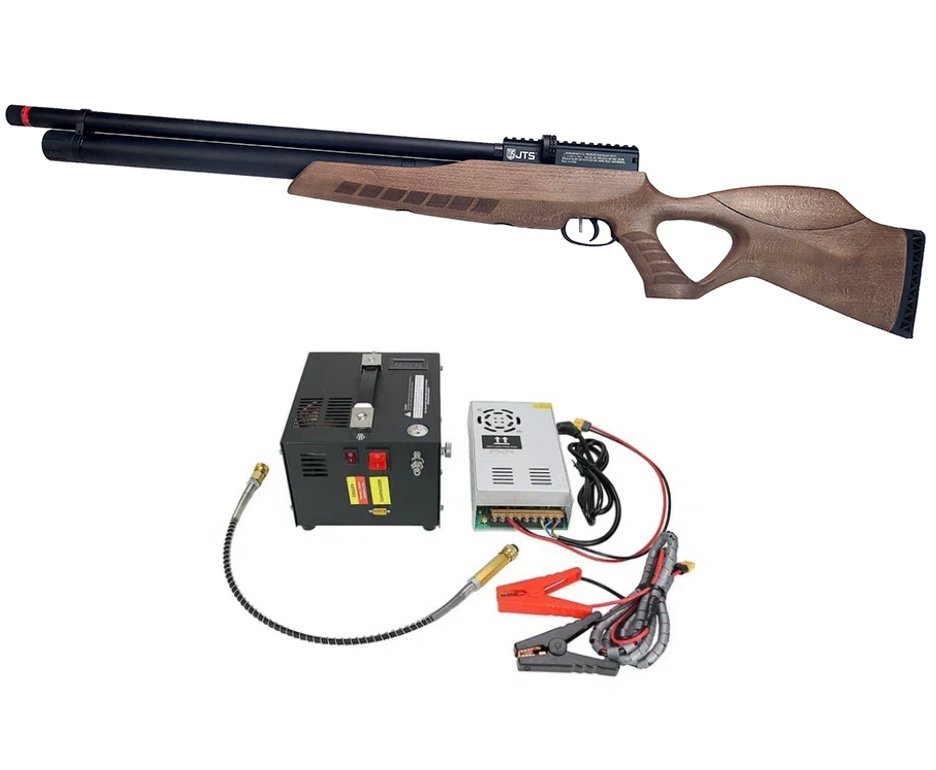 Carabina de Pressão PCP Airacuda 6.35mm Big Bore JTS FXR + Compressor Portátil Trivolt FXR