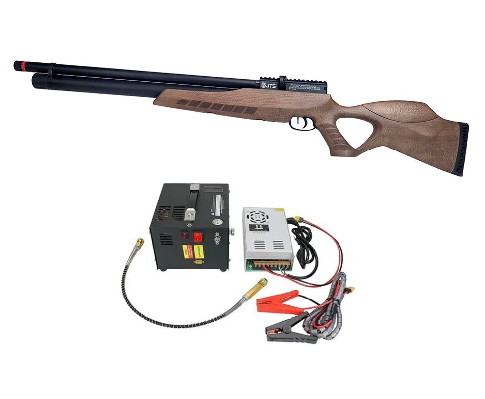 Carabina de Pressão PCP Airacuda 6.35mm Big Bore JTS FXR + Compressor Portátil Trivolt FXR