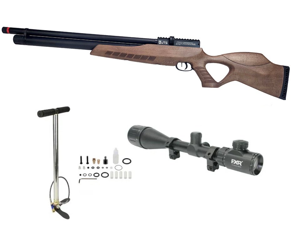 Carabina de Pressão PCP Airacuda 7.62mm Big Bore JTS FXR + Bomba + Luneta 6-24x50