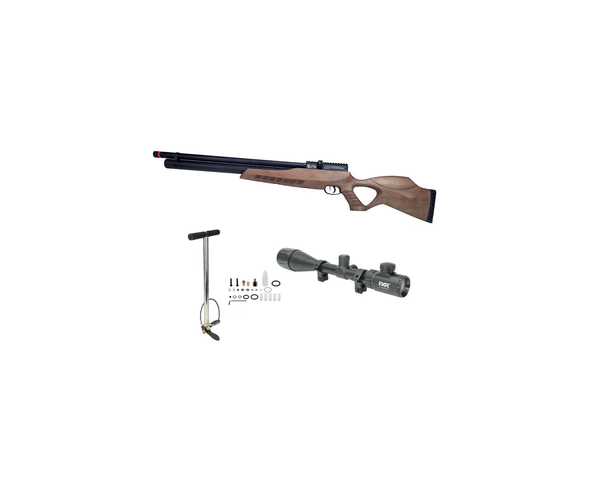 Carabina de Pressão PCP Airacuda 7.62mm Big Bore JTS FXR + Bomba + Luneta 6-24x50
