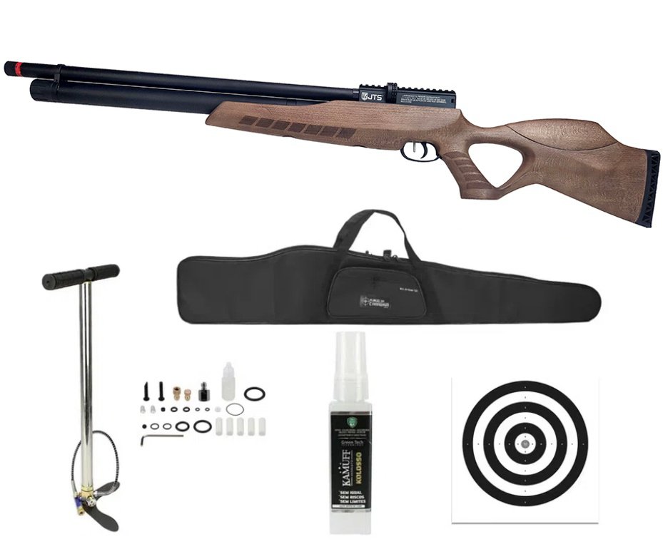 Carabina de Pressão PCP Airacuda 7.62mm Big Bore JTS FXR + Bomba + Capa + Kamuff + Alvos