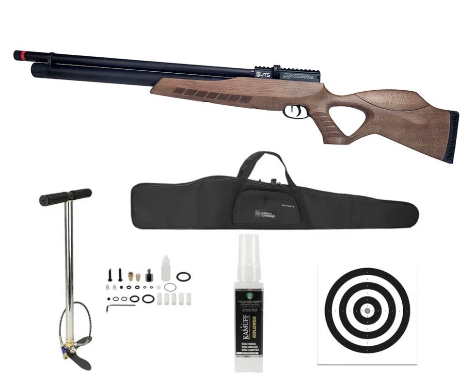 Carabina de Pressão PCP Airacuda 7.62mm Big Bore JTS FXR + Bomba + Capa + Kamuff + Alvos