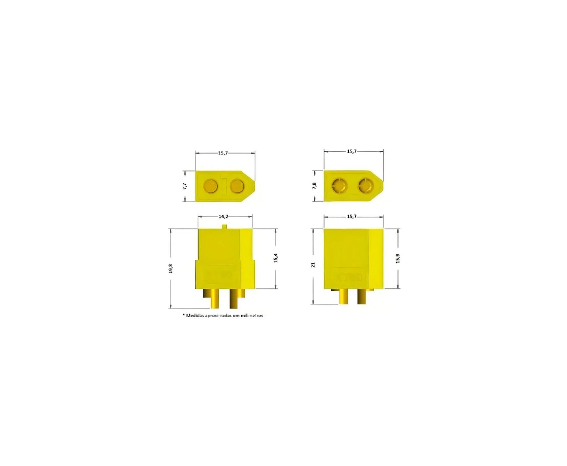 Conector Xt60 (Par) Para Baterias Airsoft Drone 60a Macho E Femea - Leão Modelismo