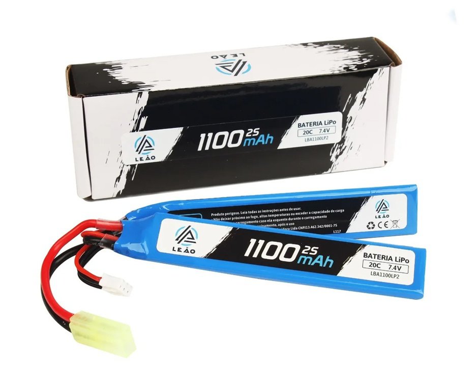 Bateria Lipo Ultra 7.4V/2S (2pack) 1100mAH 20C/40C Dean Airsoft - Leão Modelismo