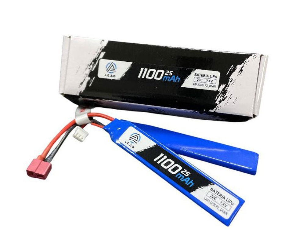 Bateria Lipo Ultra 7.4V/2S (2pack) 1100mAH 20C/40C Dean Airsoft - Leão Modelismo