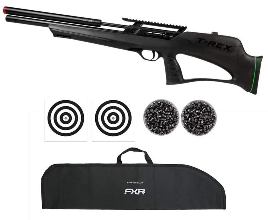 Carabina PCP Rossi T-REX Bull Pup 6,35mm Big Bore - Rossi + Capa FXR + Chumbos + Alvos
