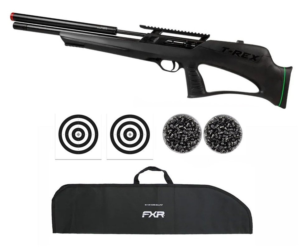 Carabina PCP Rossi T-REX Bull Pup 6,35mm Big Bore - Rossi + Capa + Chumbos + Alvos