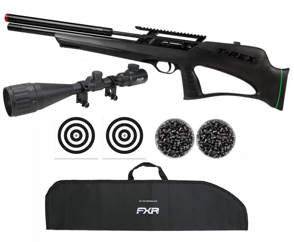 Carabina PCP Rossi T-REX Bull Pup 6,35mm Big Bore - Rossi + Capa FXR + Chumbos + Alvos + Luneta 4-16x50