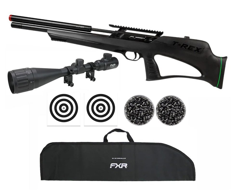 Carabina PCP Rossi T-REX Bull Pup 6,35mm Big Bore - Rossi + Capa FXR + Chumbos + Alvos + Luneta 4-16x50