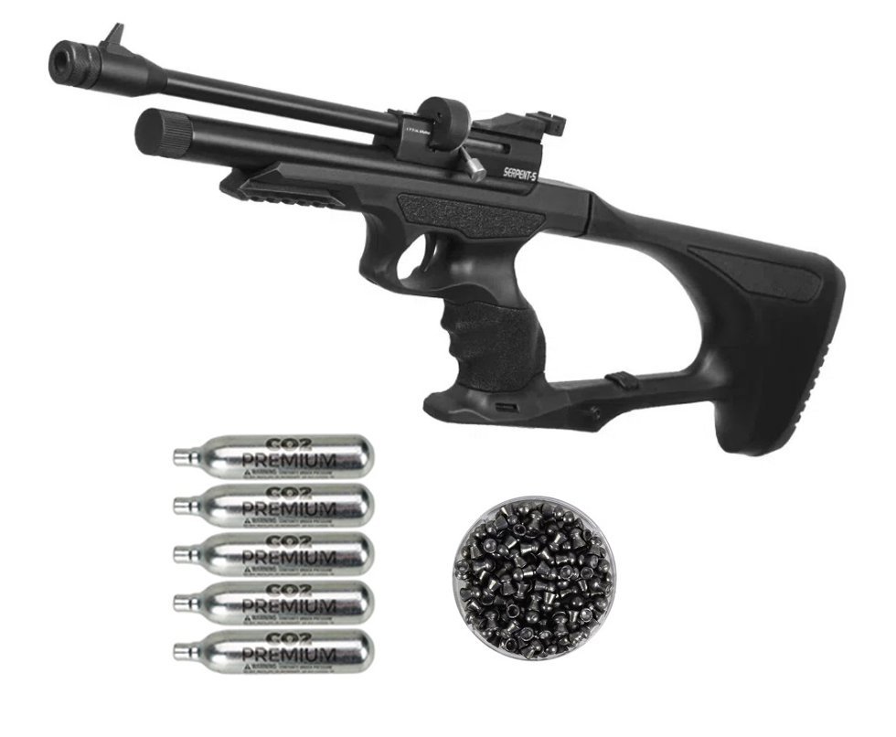 Pistola de Pressão Carbine Híbrida CO2 Serpent-S 5.5 + Co2 + Chumbo