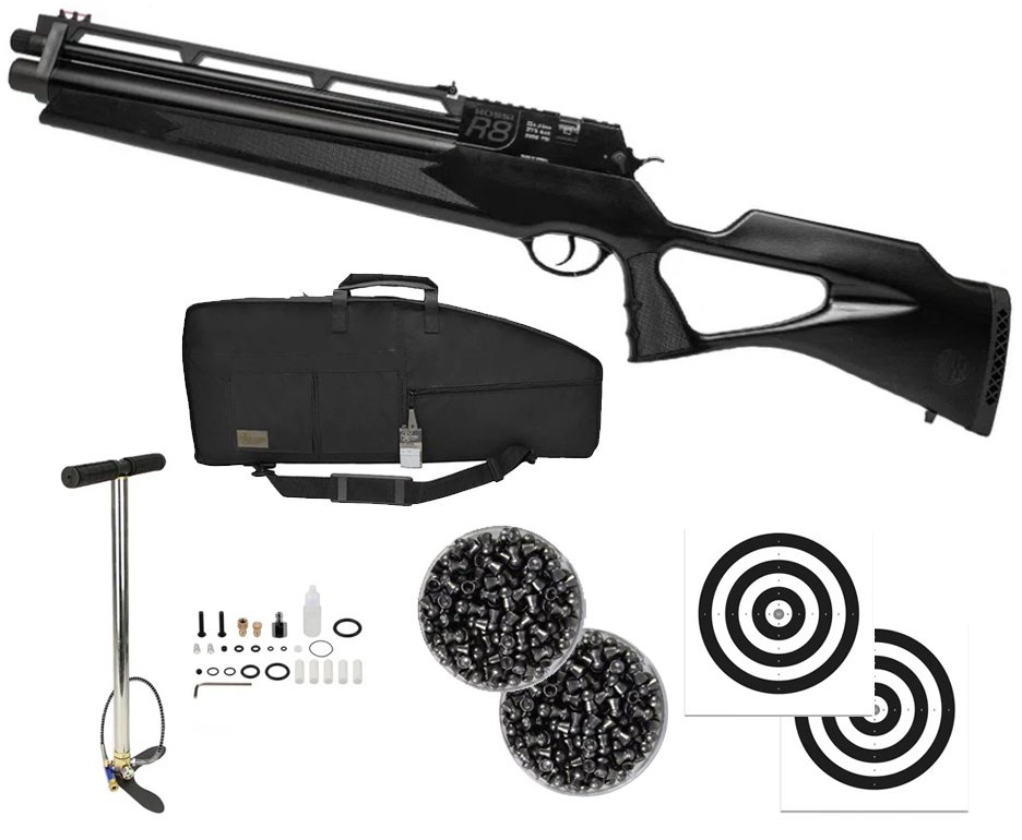 Carabina PCP Rossi R8 Short 6,35mm Big Bore + Bomba + Chumbo + Case/Capa Premium + Alvos