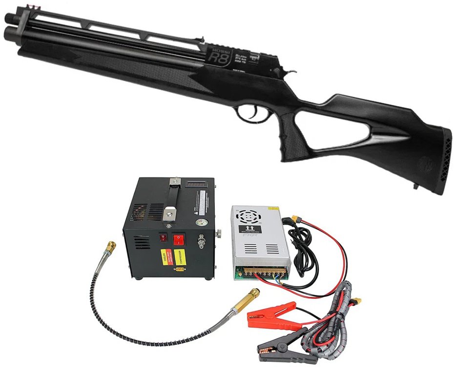 Carabina PCP Rossi R8 Short 6,35mm Big Bore + Compressor Portátil Trivolt